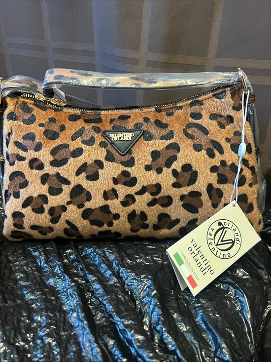 Valentino Orlandi Handbags - Valentino Orlandi Leopard Print Calf Hair Shoulder Bag NWT